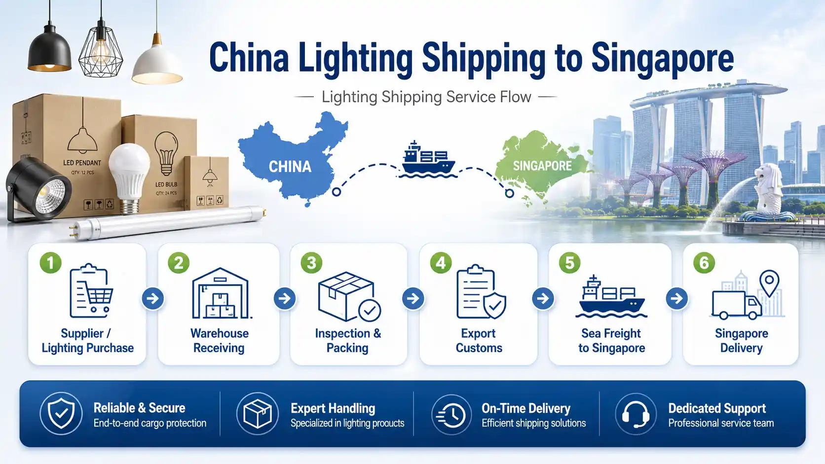 China Lighting Shipping to Singapore-1